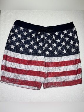 RedHead Men’s Patriotic Flag Swim Board Shorts - Red, White & Blue